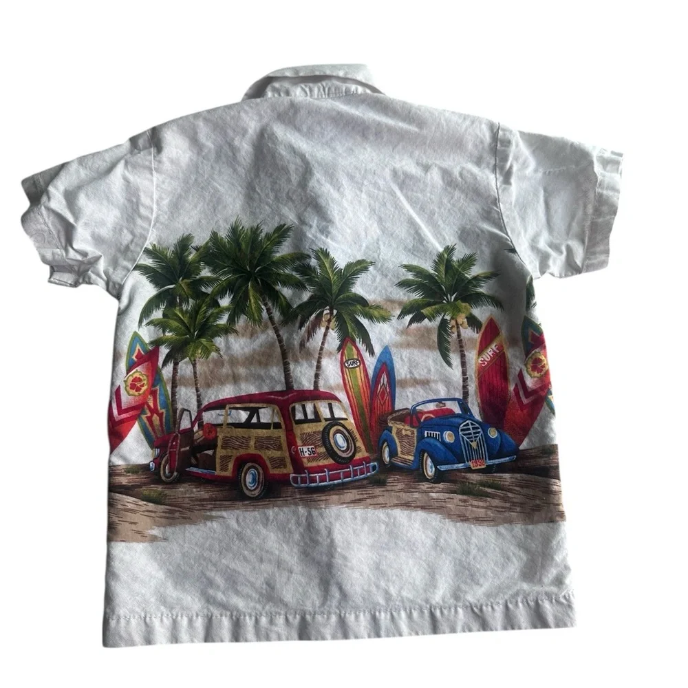 Royal Creations Boys Kids Hawaiian Shirt Car Print Made in Hawaii; Size 1; 12 mo